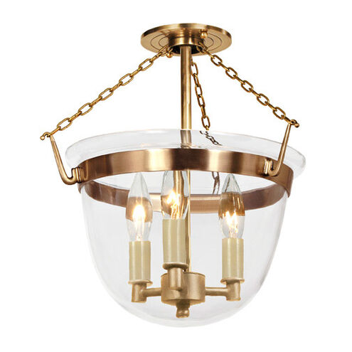 McLean 3 Light 13 inch Rubbed Brass Semi-Flush Mount Ceiling Light 