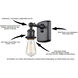 Ballston Farmhouse Rope Armed Sconce Wall Light in Matte Black, Bulb Not Included, Clear Glass with White Rope, Ballston
