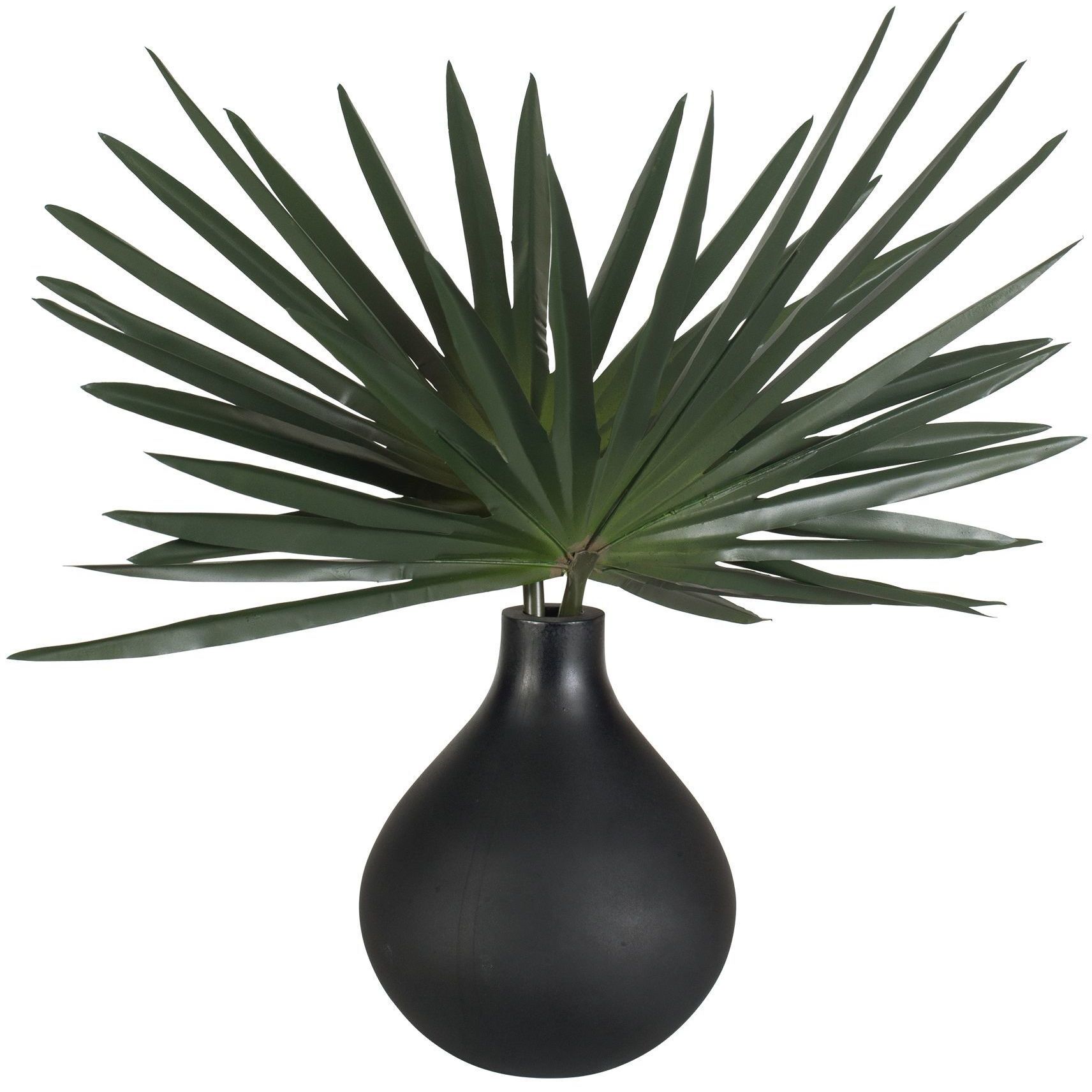 Axis Palm Matte Black and Green Accent & Vase