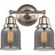 Aditi Small Bell 2 Light 13 inch Brushed Satin Nickel Bath Vanity Light Wall Light, Aditi