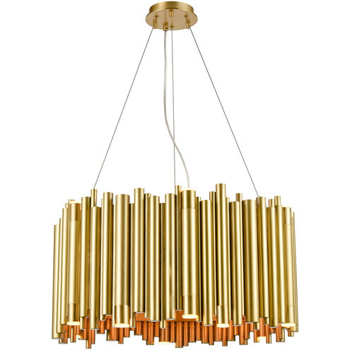 Cathedral 20 Light 26 inch Aged Brass Organ Pipe Pendant Ceiling Light