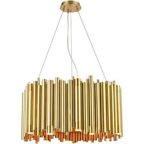 Cathedral 20 Light 26 inch Aged Brass Organ Pipe Pendant Ceiling Light