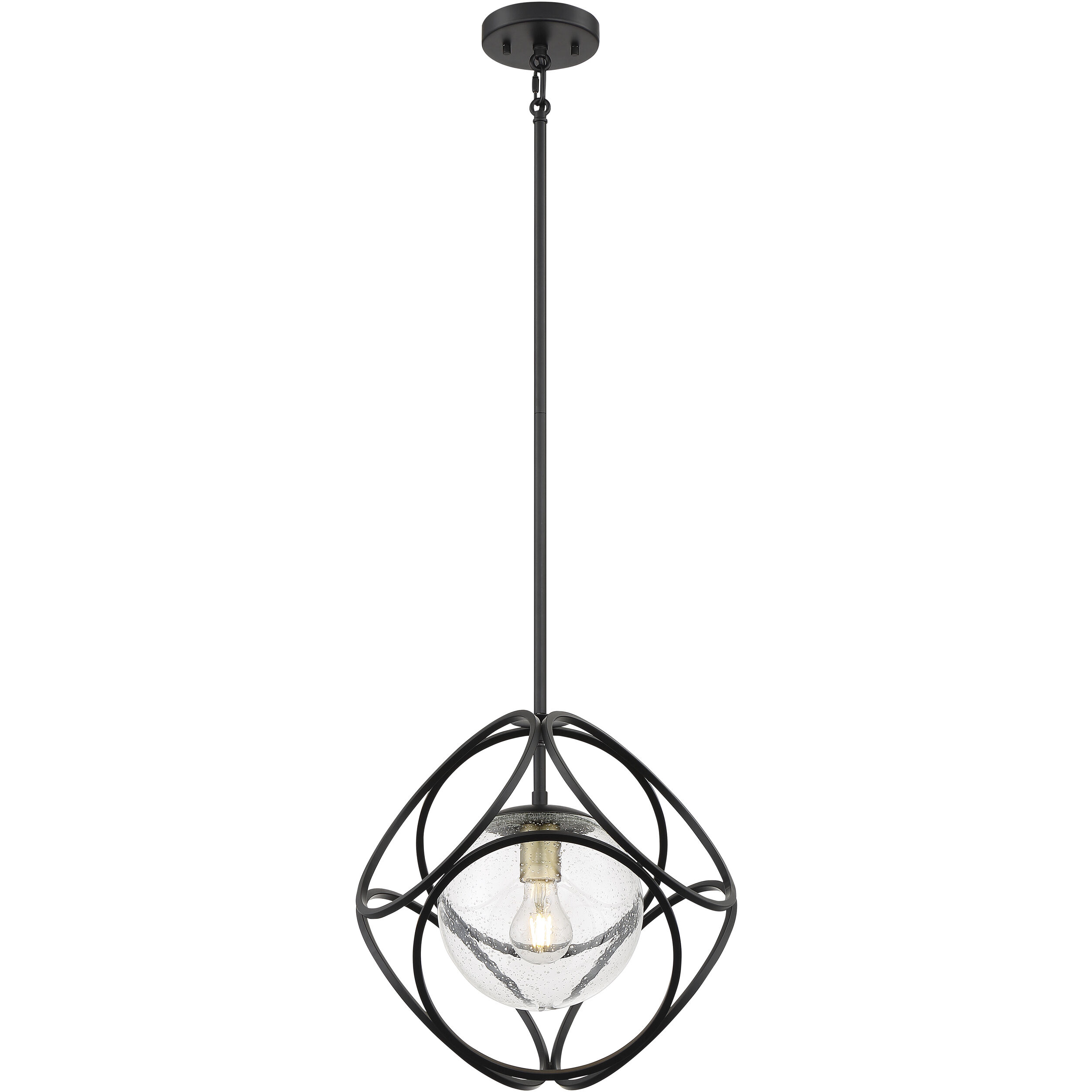 Aurora 1 Light 14 inch Black and Vintage Brass Pendant Ceiling Light