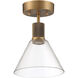 Port Nine LED 8 inch Antique Brushed Brass Semi-Flush Ceiling Light in Clear