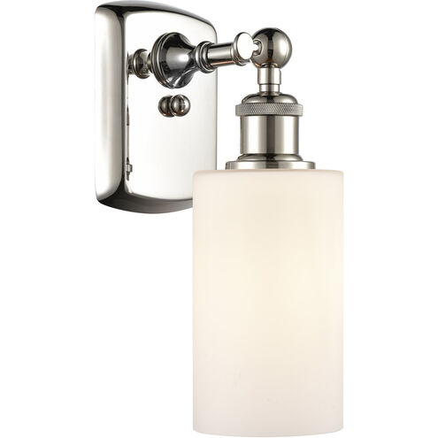 Ballston Clymer 1 Light 4 inch Polished Nickel Sconce Wall Light in Matte White Glass, Ballston