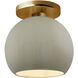 Radiance LED 10 inch Celadon Green Crackle and Brushed Brass Semi Flush Ceiling Light