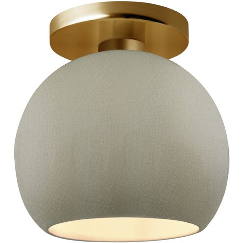 Radiance LED 10 inch Celadon Green Crackle and Brushed Brass Semi Flush Ceiling Light