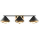 Velax 3 Light 25.38 inch Matte Black Wall Sconce Wall Light in Matte Black and Aged Gold Brass