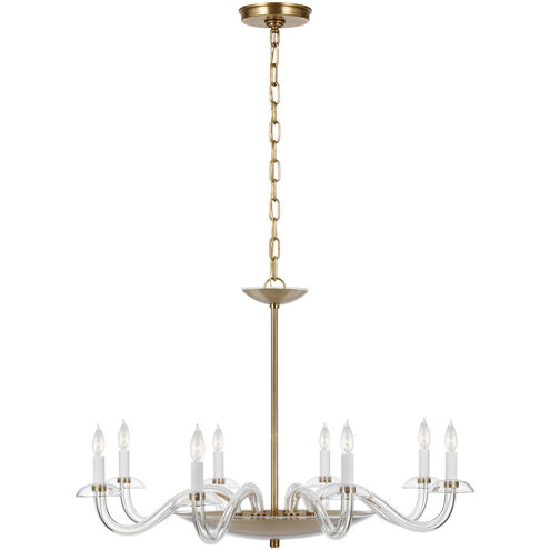Paloma Contreras Brigitte LED 34.75 inch Clear Glass and Hand-Rubbed Antique Brass Chandelier Ceiling Light, Large