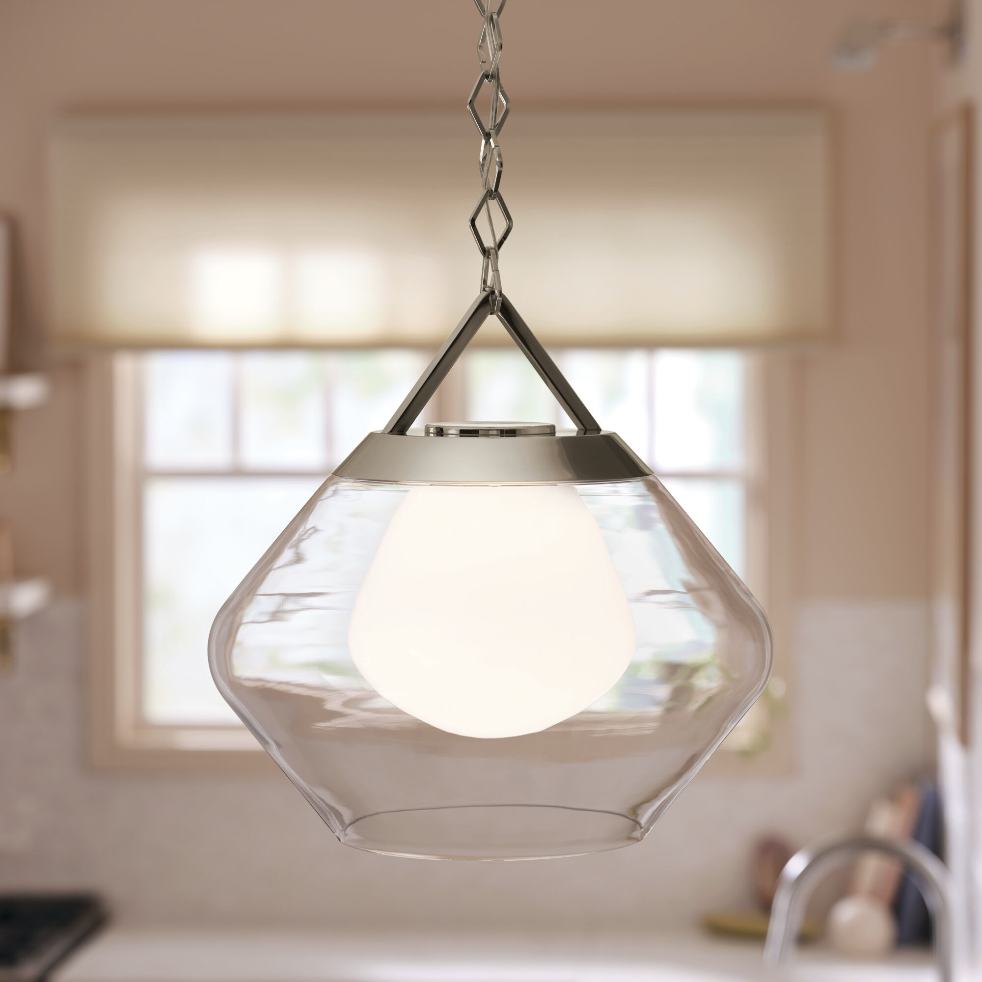 Nella 1 Light Polished Nickel Pendant Ceiling Light