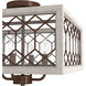 Chevron 4 Light 16 inch Textured Rust and Distressed White Semi-Flush Mount Ceiling Light