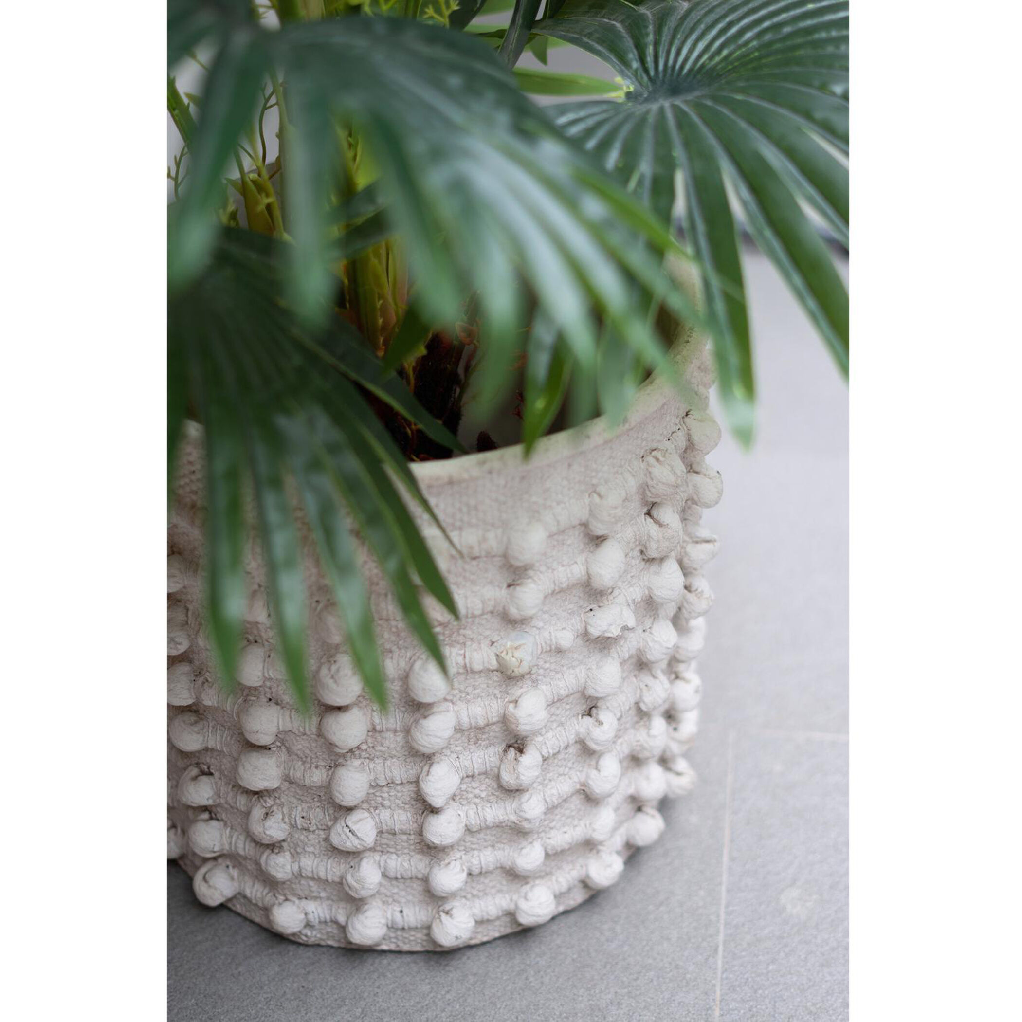 Round Cream Outdoor Planter
