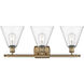 Ballston Ballston Cone LED 28 inch Brushed Brass Bath Vanity Light Wall Light in Clear Glass