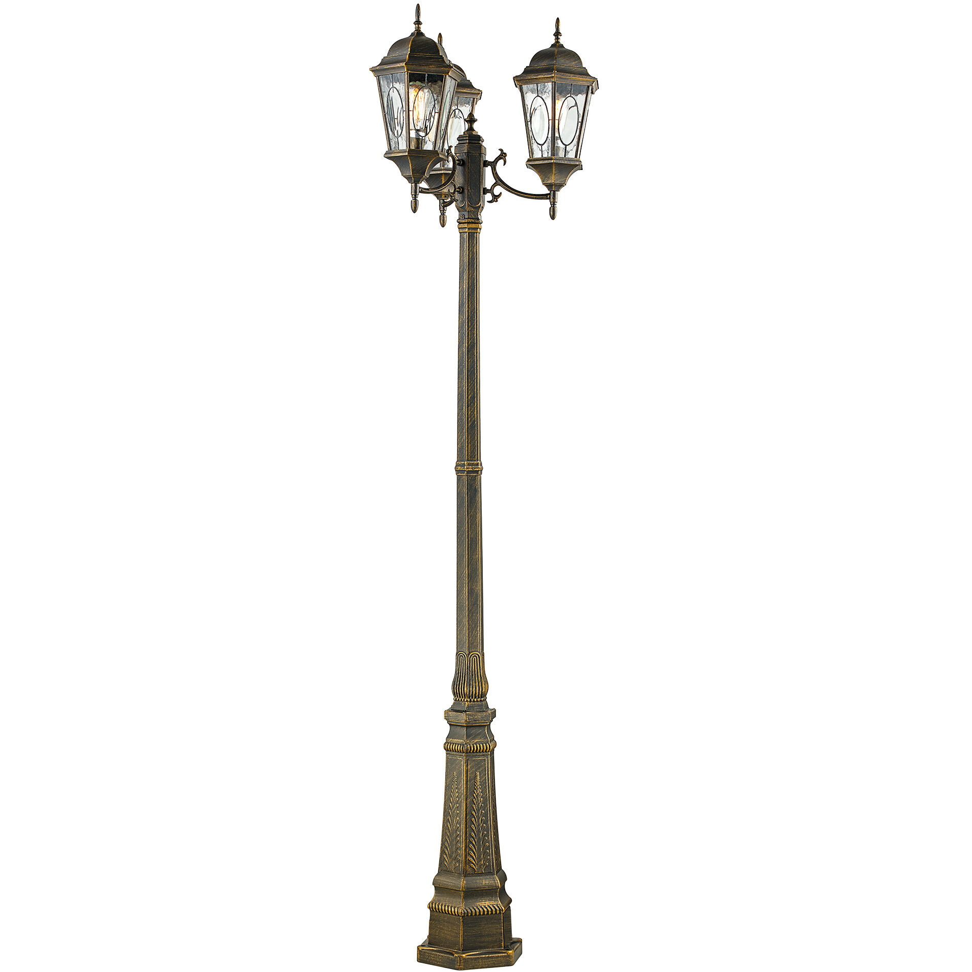 Signature 3 Light 96 inch Black Gold Lamp Post 