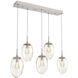 Meteo Incandescent 5 Light Beige Silver Linear Pendant Ceiling Light in Metallic Beige Silver, Amber, Multi-Port