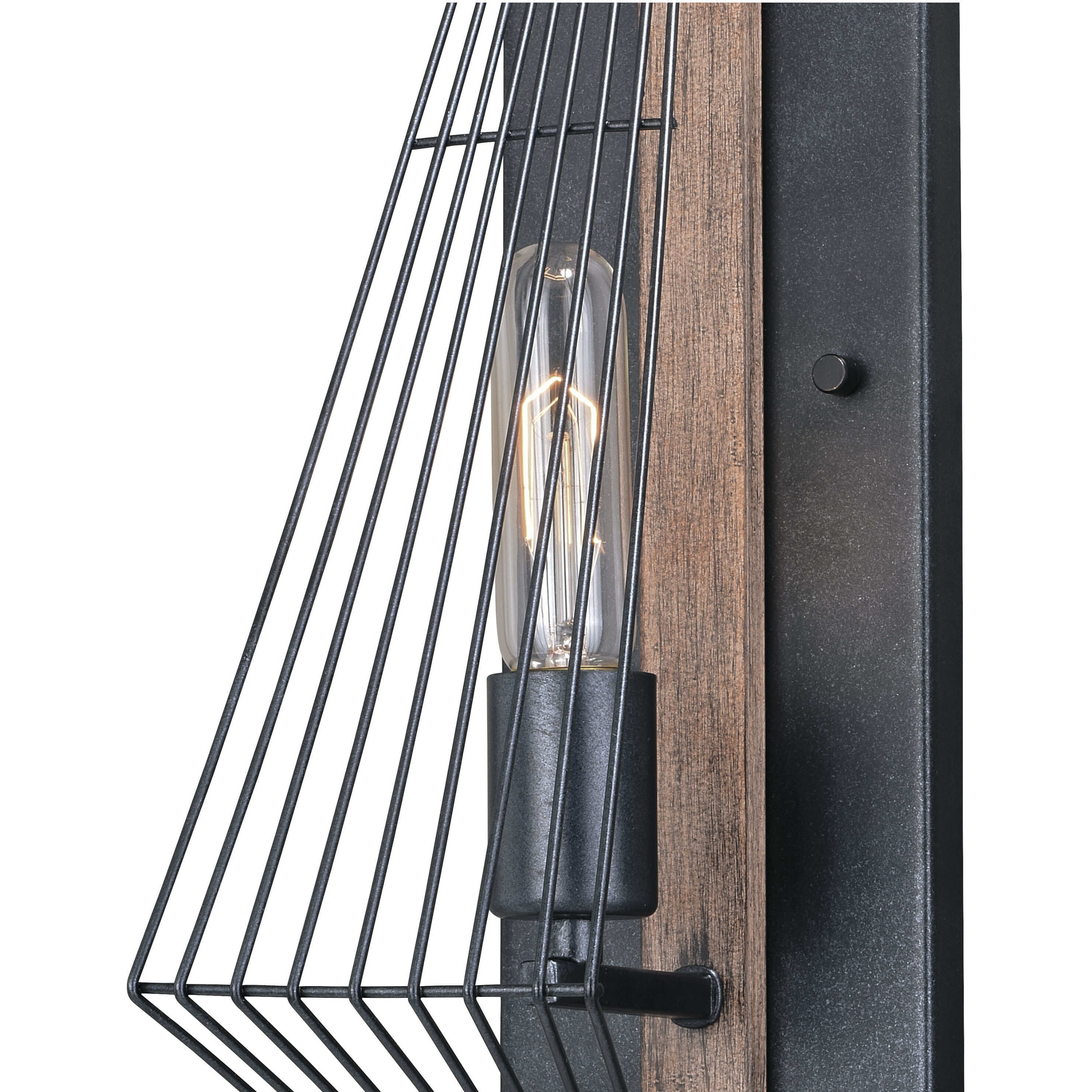 Dearborn LED 4.5 inch Black Iron and Burnished Oak Wall Light in Black Iron with Burnished Oak