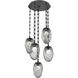 Meteo LED 22 inch Matte Black Multi-Pendant Ceiling Light in 3000K LED, Smoke, Rectangular Chain