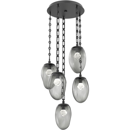 Meteo LED 22 inch Matte Black Multi-Pendant Ceiling Light in 3000K LED, Smoke, Rectangular Chain