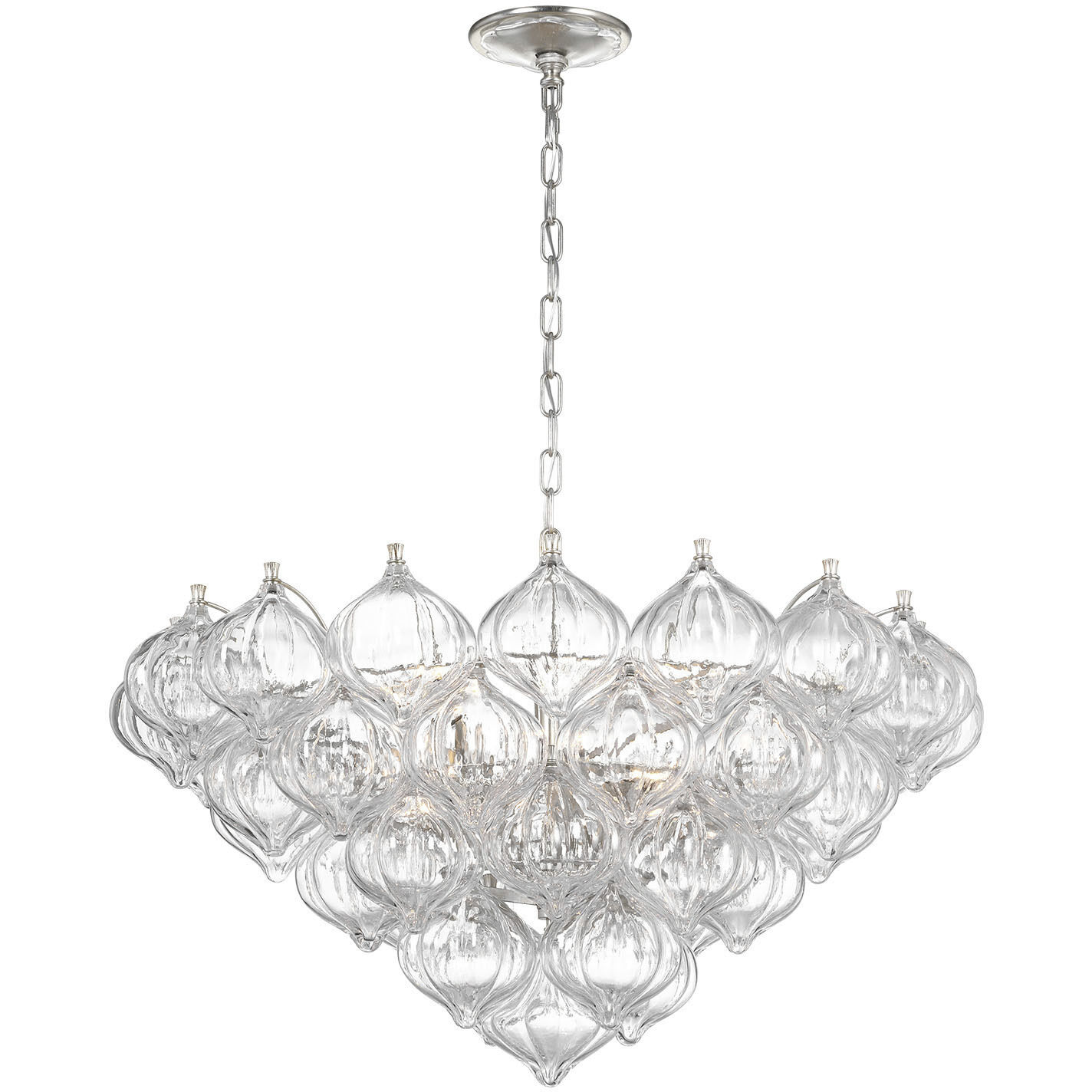 Julie Neill Caselli LED 35.5 inch Burnished Silver Leaf Basket Chandelier Ceiling Light