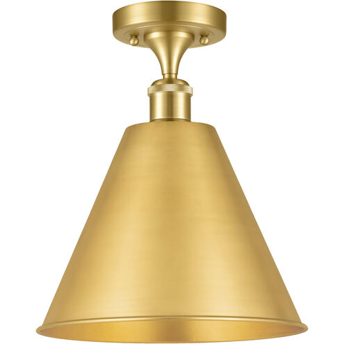 Ballston Cone 1 Light 12 inch Satin Gold Semi-Flush Mount Ceiling Light