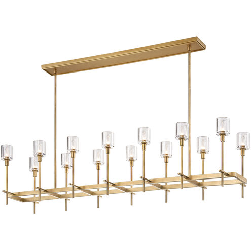 Salita Pendant Ceiling Light in Clear Crystal, Vintage Brass