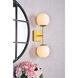 Neri 2 Light 7 inch Brass Bath Sconce Wall Light