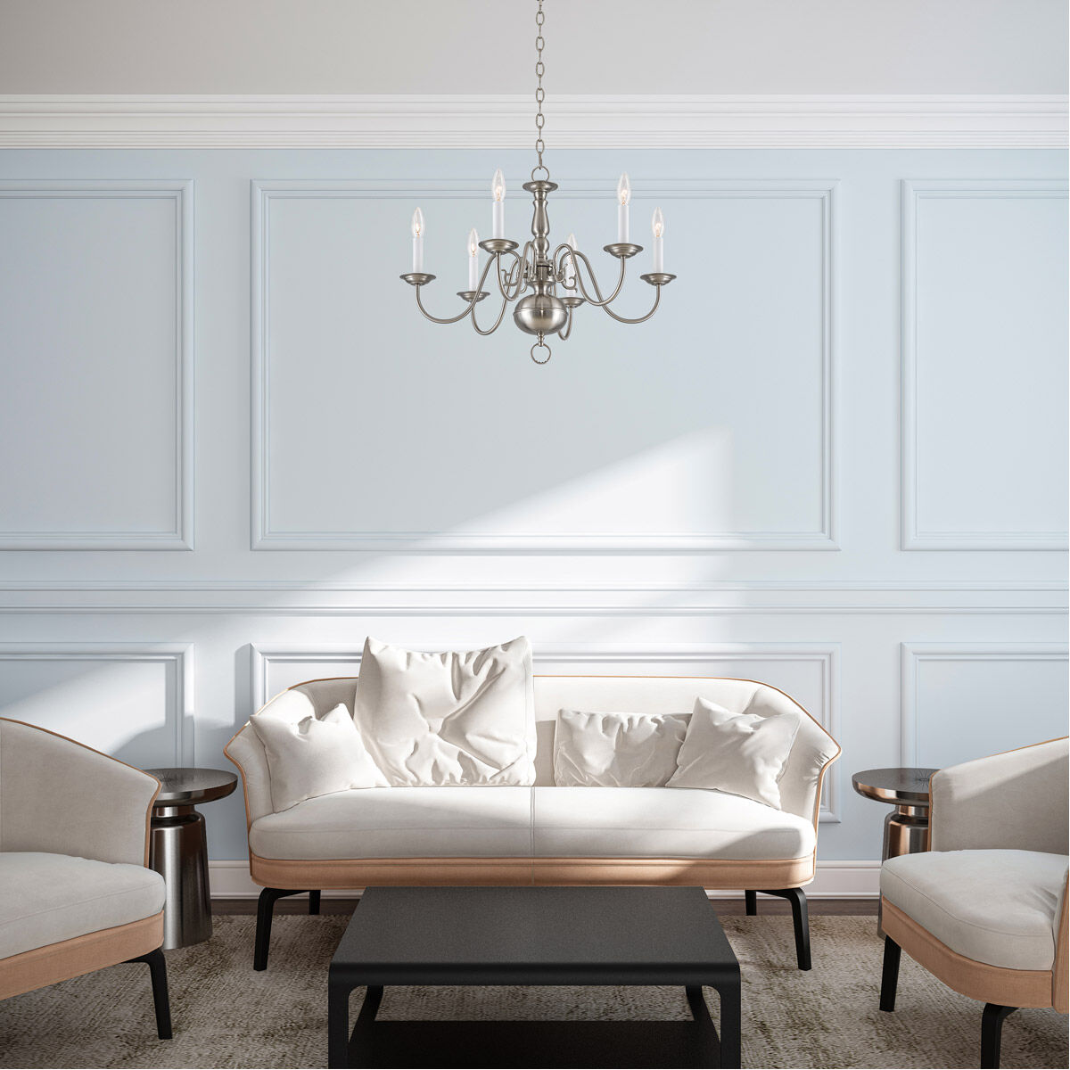 Williamsburgh 6 Light 24 inch Brushed Nickel Chandelier Ceiling Light