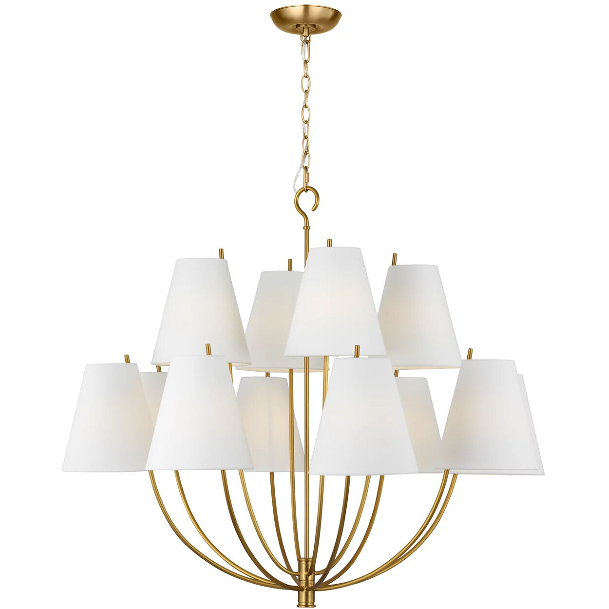 C&M by Chapman & Myers Marina 12 Light 40 inch Burnished Brass Chandelier Ceiling Light