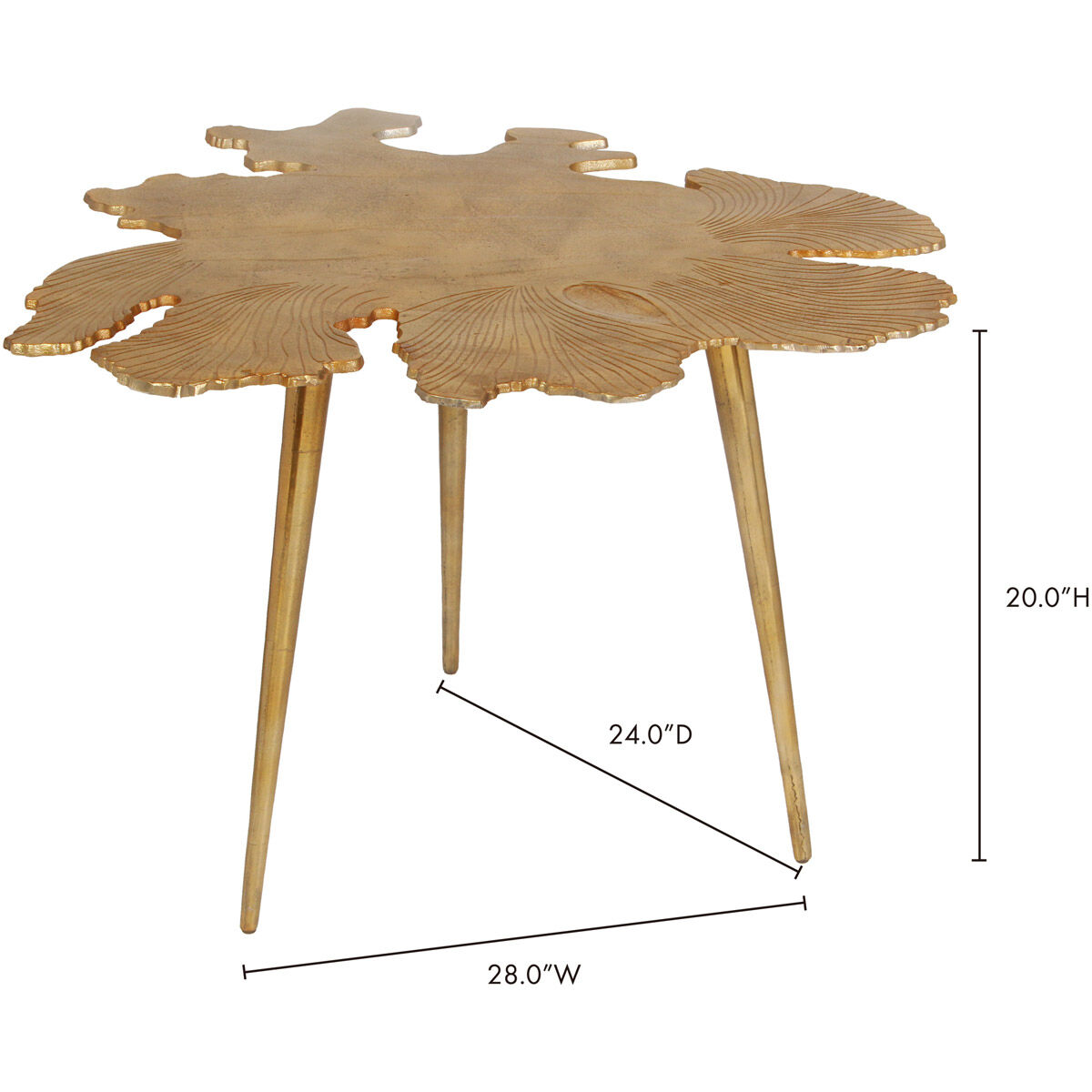 Amoeba 28 X 24 inch Gold Side Table