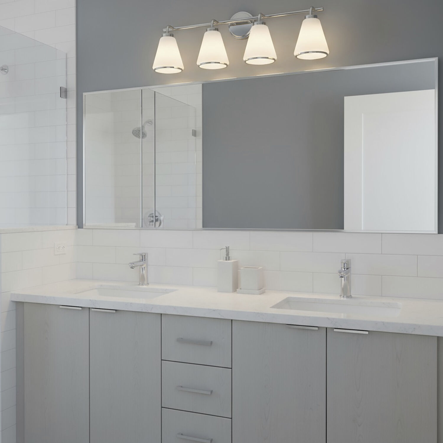 Zoey 4 Light 30.25 inch Polished Nickel Bathroom Vanity Wall Light