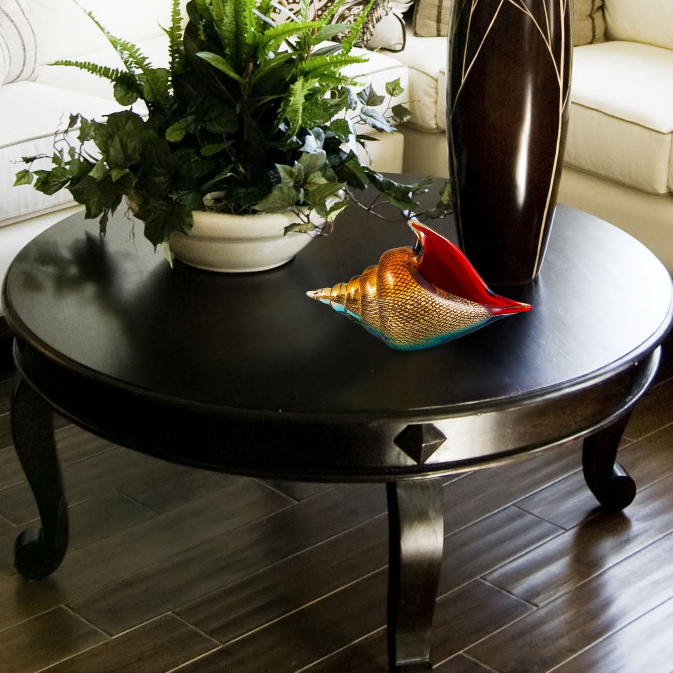 Oceanside Seashell Handcrafted Art Glass Figurine