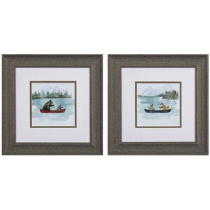 Animals Green and Brown and Red and Blue Framed Art