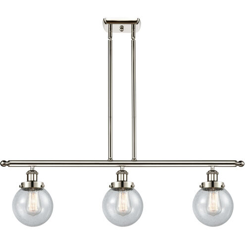 Ballston Beacon LED 36 inch Polished Nickel Island Light Ceiling Light in Seedy Glass