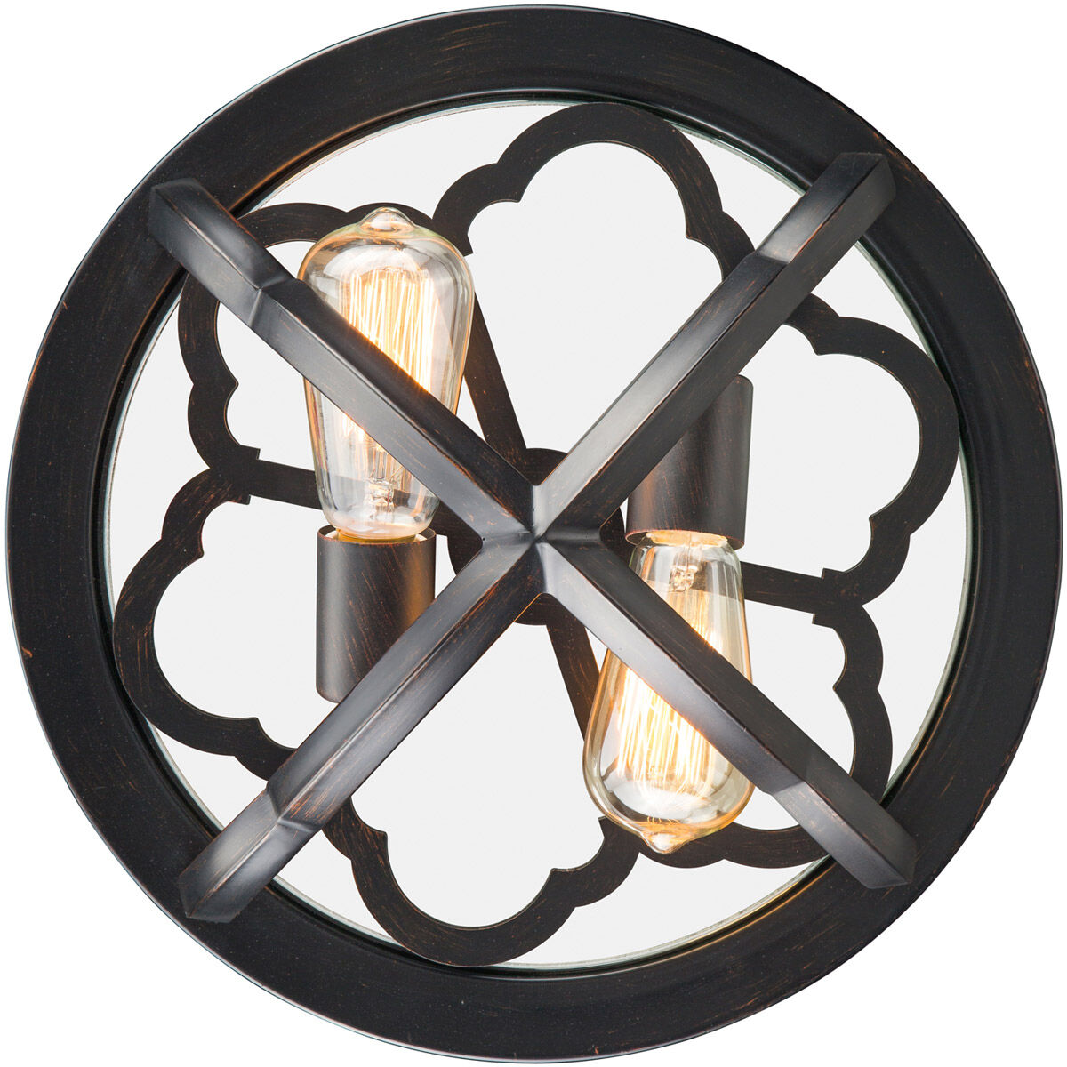 Saxon 2 Light 14 inch Aged Bronze Flush Mount Ceiling Light