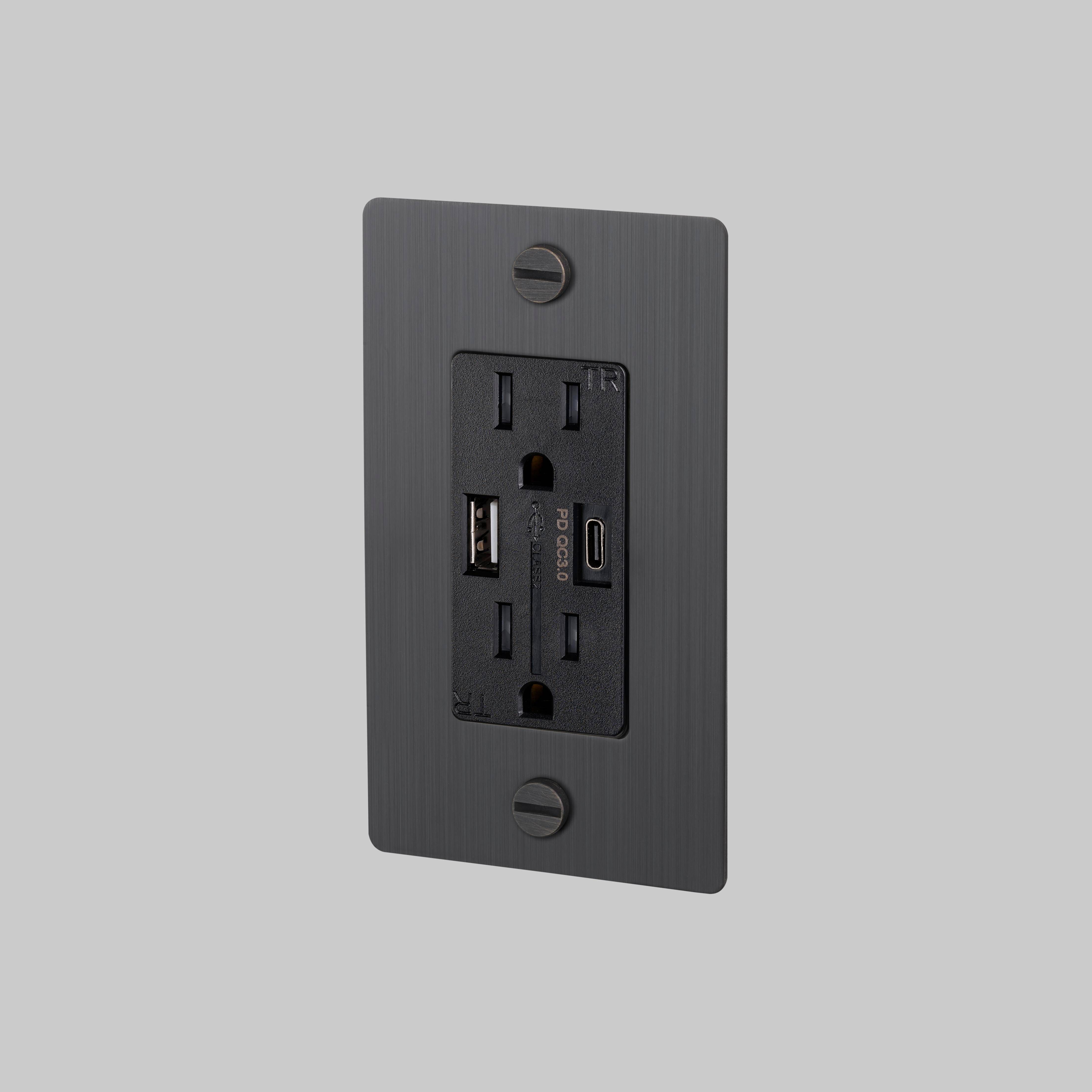 1G Duplex 125 Smoked Bronze Outlet, USB A + C
