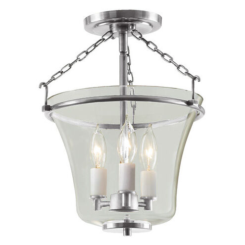 Greenwich 3 Light 11 inch Pewter Semi-Flush Mount Ceiling Light