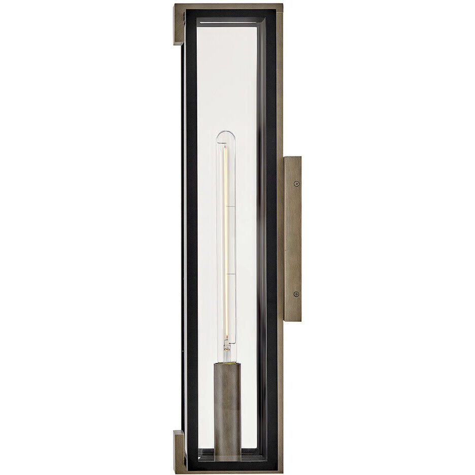 Bergen 1 Light 28 inch Black with Burnished Bronze Outdoor Wall Mount Lantern