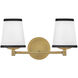 Sonia 2 Light 15.75 inch Lacquered Brass Bath Light Wall Light