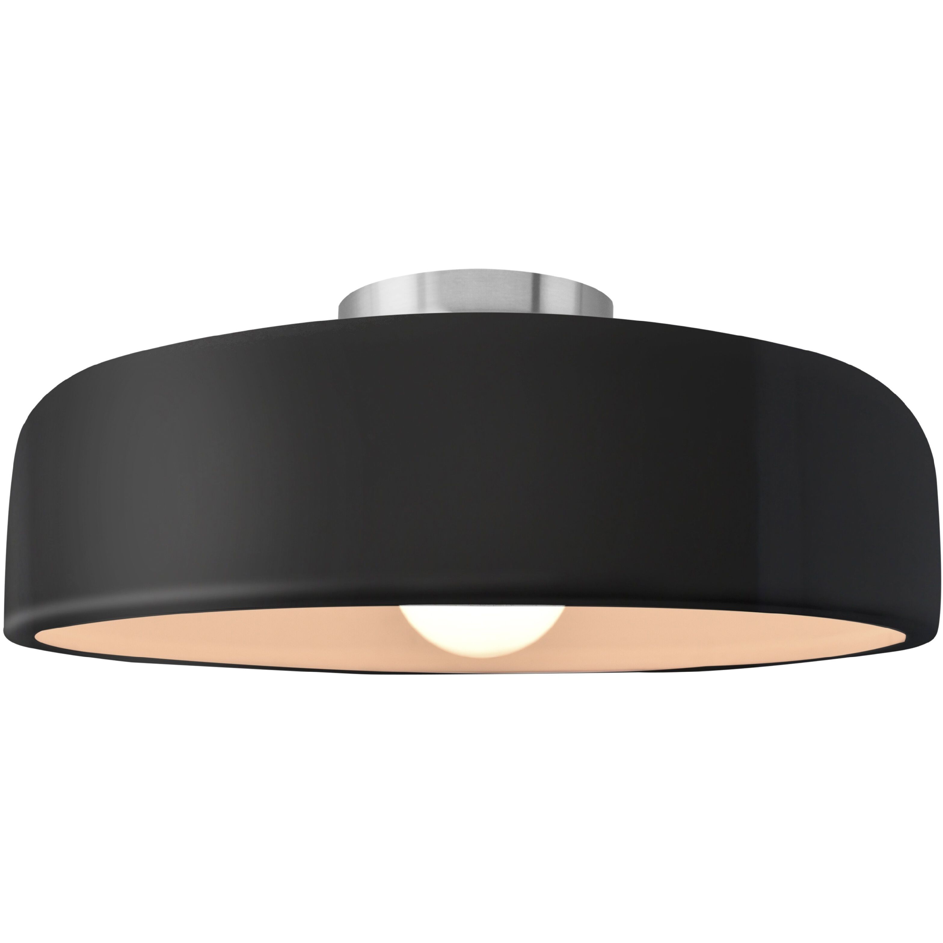 Radiance Collection - Spire LED 16 inch Gloss Black and Matte White and Brushed Nickel Semi-Flush Ceiling Light in Dedicated LED, Gloss Black/Matte White, 16W x 6.5H, Form+Finish+Function