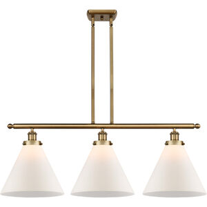 Ballston X-Large Cone 3 Light 36 inch Brushed Brass Island Light Ceiling Light in Matte White Glass