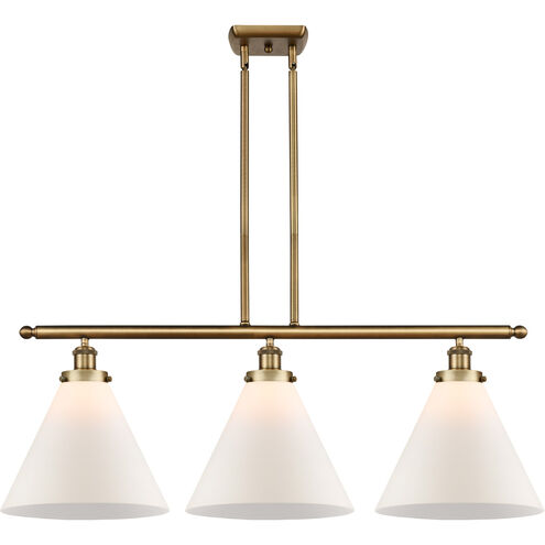 Ballston X-Large Cone LED 36 inch Brushed Brass Island Light Ceiling Light in Matte White Glass