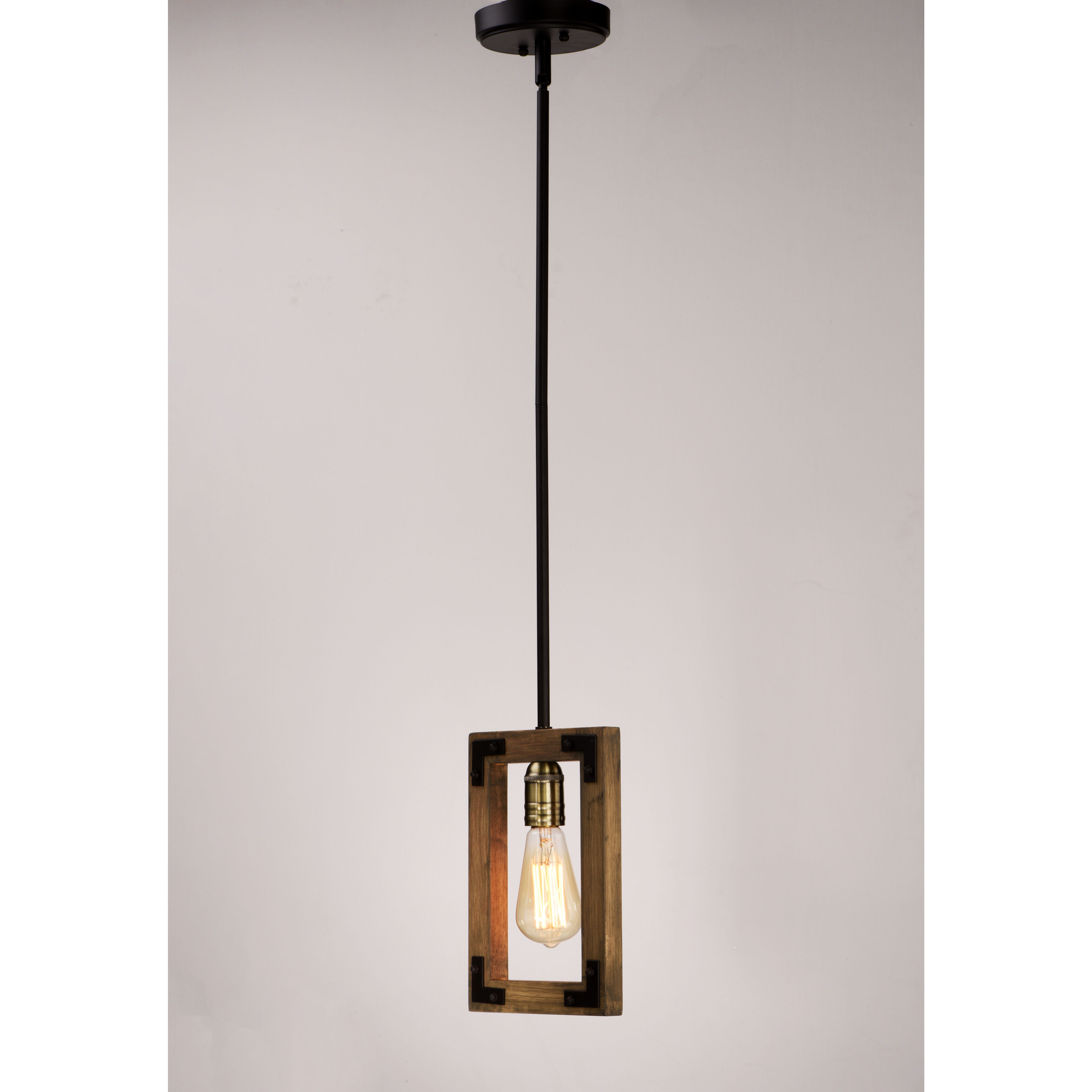 Lodge 1 Light 7 inch Weathered Oak/Bronze Mini Pendant Ceiling Light