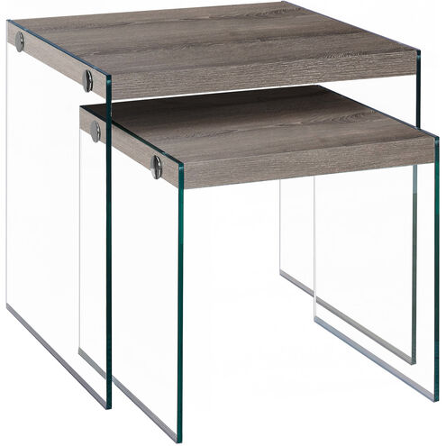 Cortland 20 X 20 inch Dark Taupe and Clear Nesting Table, 2-Piece Set