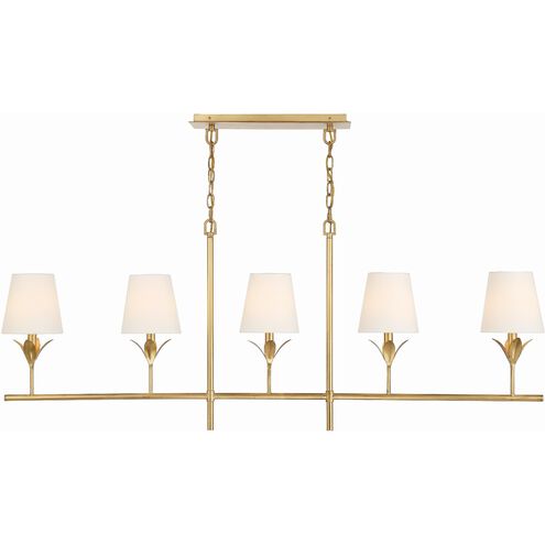 Broche 5 Light 53.5 inch Antique Gold Chandelier Ceiling Light