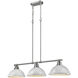 Duncan 3 Light 40 inch Pewter Linear Pendant Ceiling Light in White