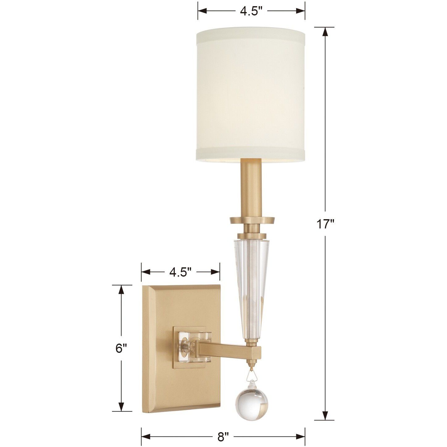 Paxton Sconce Wall Light in Aged Brass