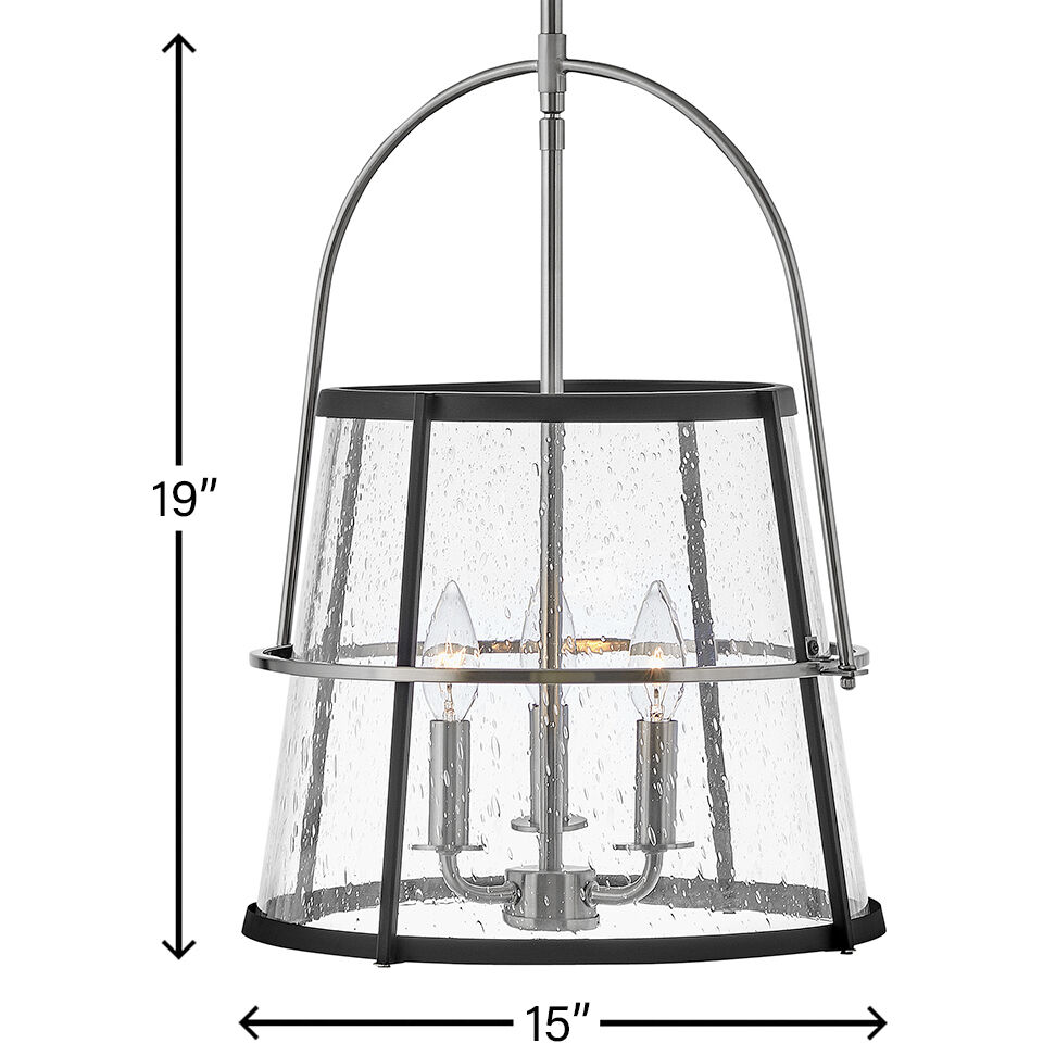 Tournon 3 Light 15 inch Brushed Nickel with Black Indoor Pendant Ceiling Light