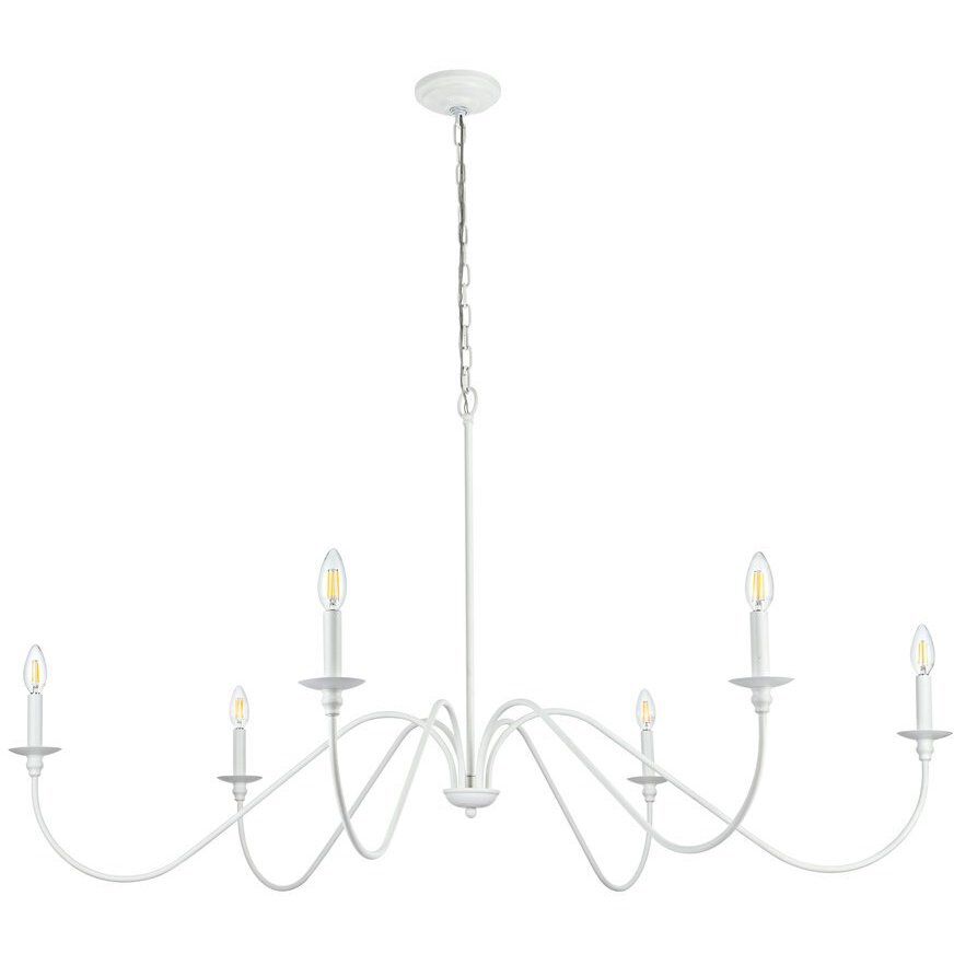 Rohan 6 Light 54 inch White Chandelier Ceiling Light