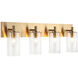 Candela Wall Sconce Wall Light in Aged Gold Brass and Clear