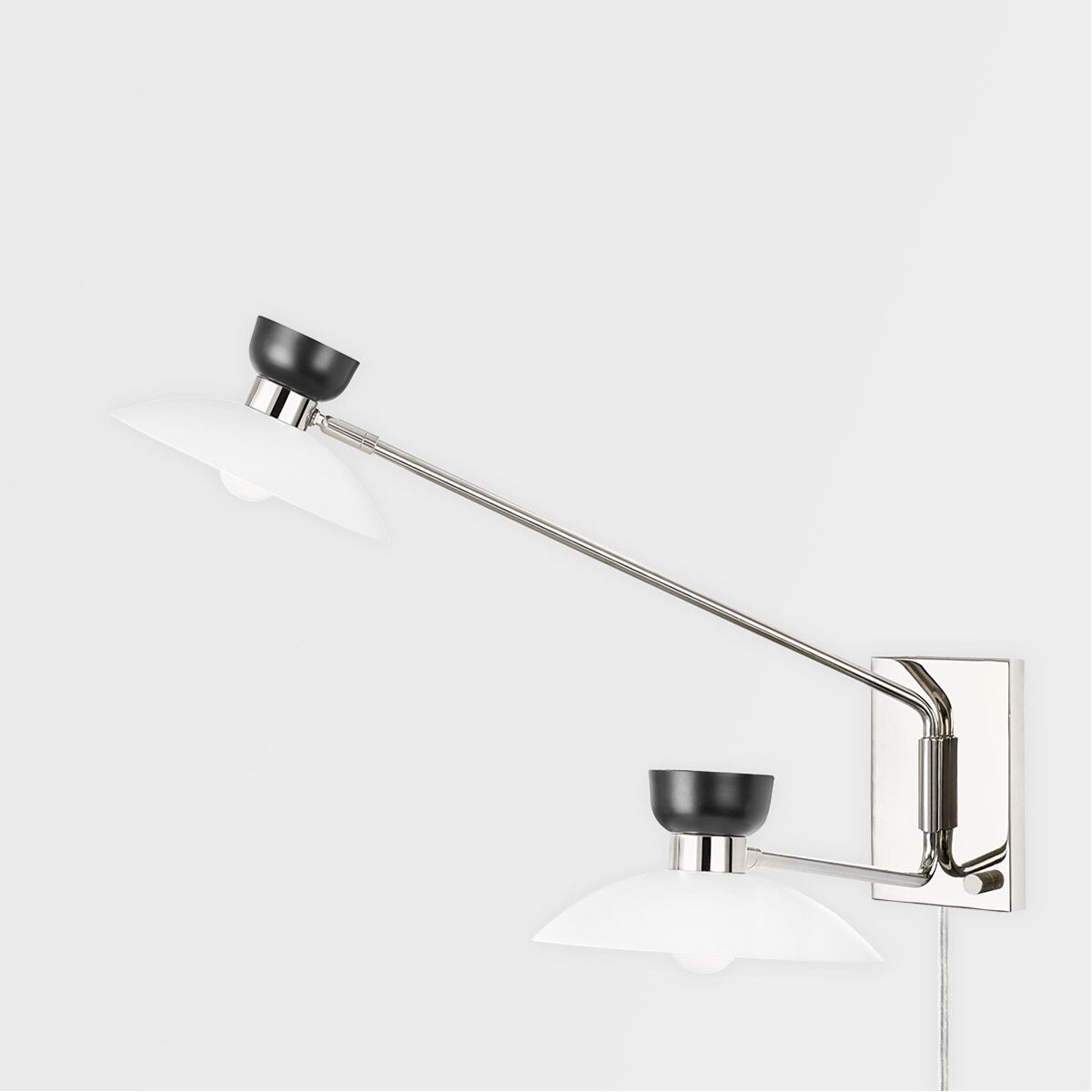 Whitley 60.00 watt Polished Nickel Swing Arm Wall Sconce Wall Light, Plug-In